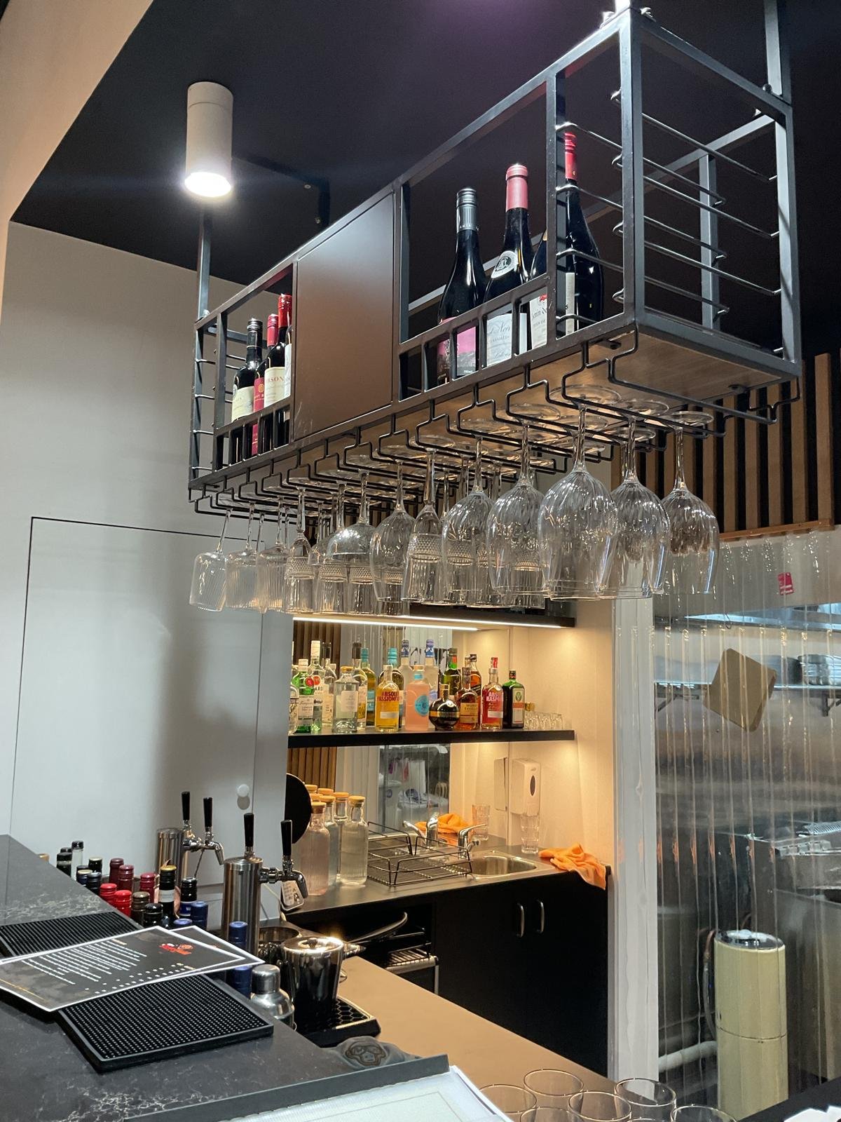 Bar shelving and glasses